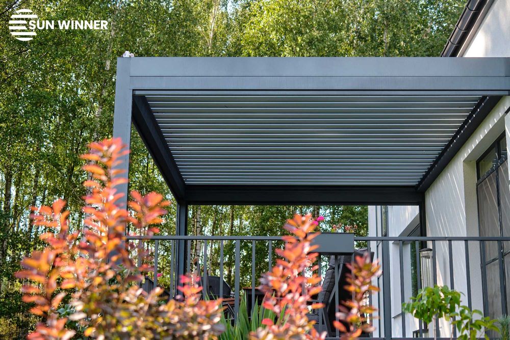 Pergola lamelowa Win Climatic S500 – luksusowe zadaszenie tarasu 4x3