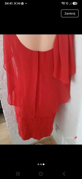 Elegancka czerwona sukienka koronkowa – Rozmiar M (38)