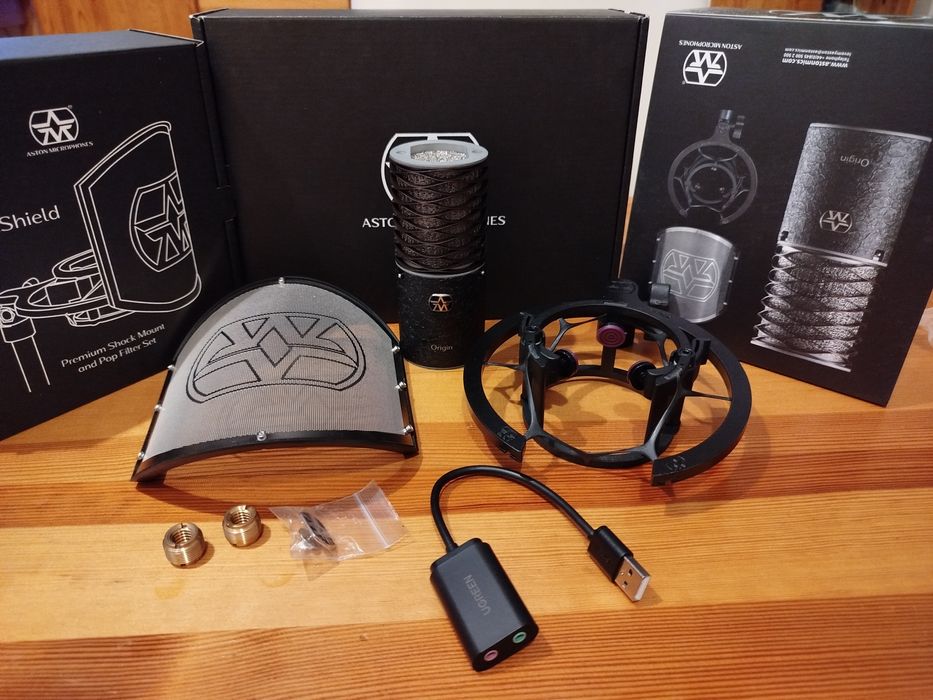 Aston origin black plus akcesoria mikrofon pojemnościowy studyjny