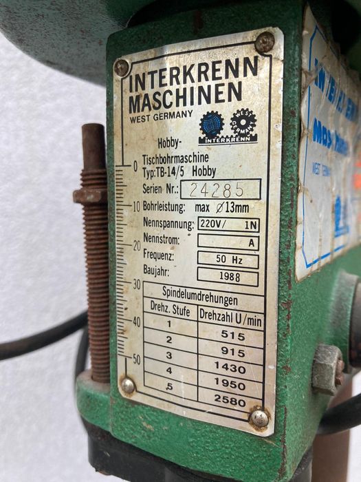 Wiertarka Stołowa kolumnowa 550W Interkrenn Maschinen 230V
