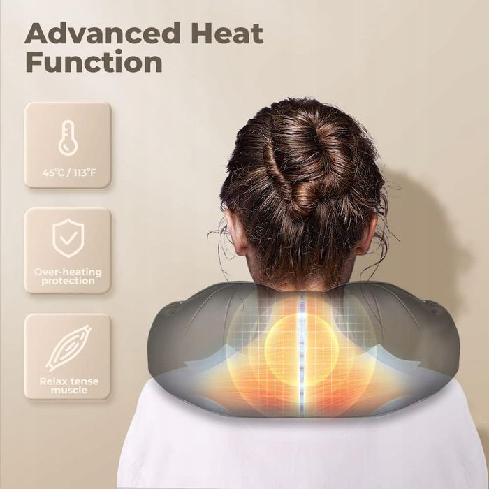 Masażer Shiatsu Szyi Pleców Karku Ogrzewanie 8 Kul 230/12V