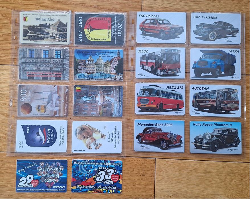 karty telefoniczne kolekcjonerskie zestaw 18 sztuk