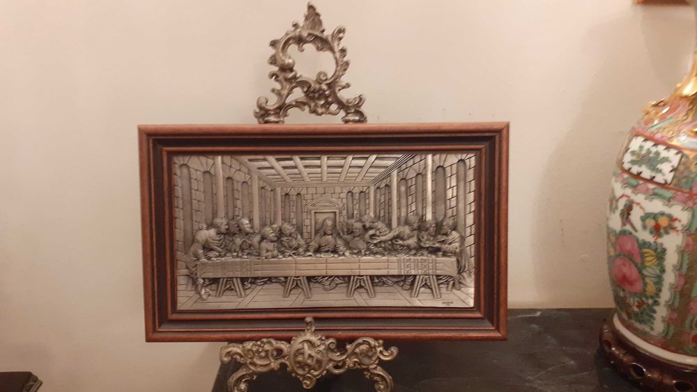 Última Ceia em estanho com suporte e certificado