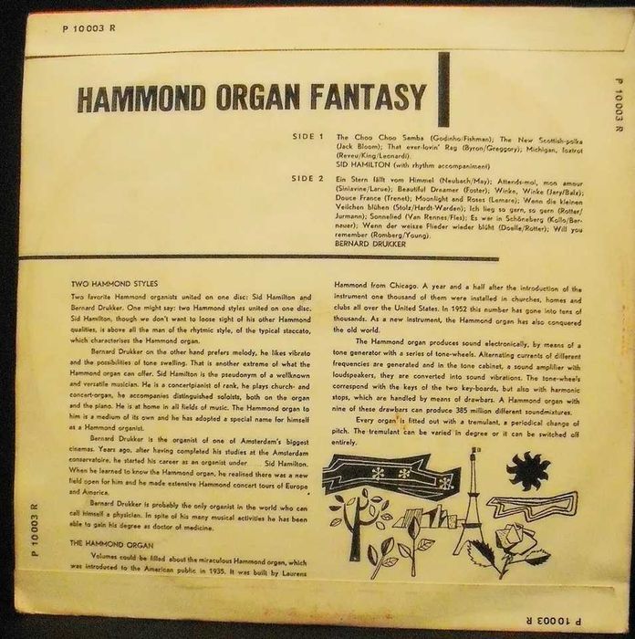 Hammond Organ  Fantazy Sid Hamilton & Berard DRUKKER 1950s
