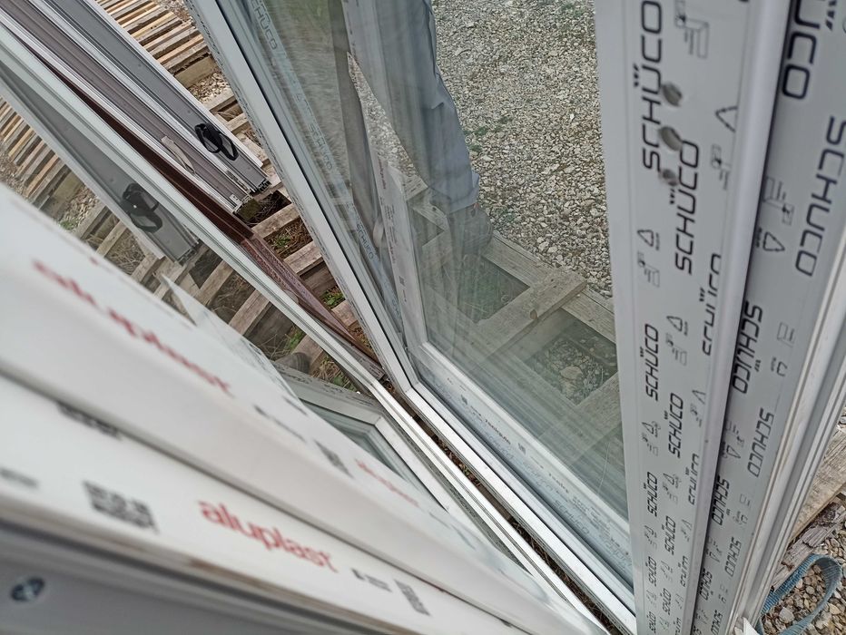 Okno pcv balkonowe 89/210 szary trzy szybowe