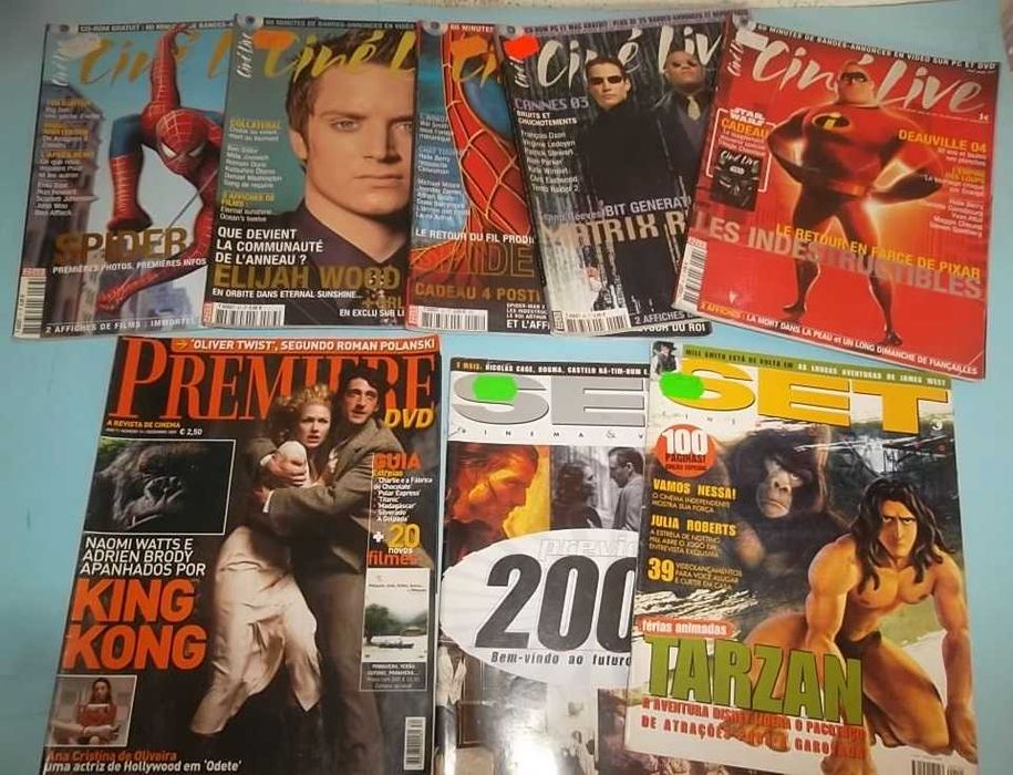 8 Revistas de cinema. Set, Premiére, Ciné Live. Preço do lote.