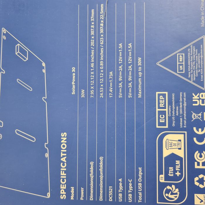 Сонячна панель 30 w BigBlue