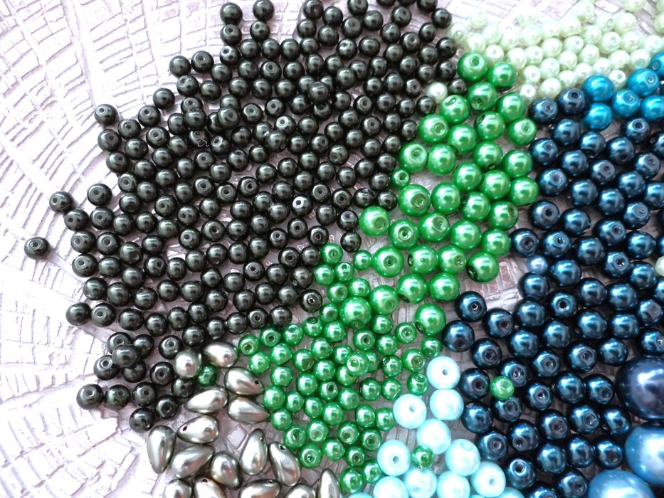 Perły sztuczne | mix zielono-niebieski | nowe