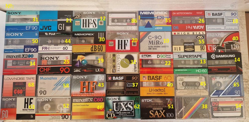 Аудиокассеты 70х-90х годов НОВЫЕ Maxell, Sony, TDK, BASF AKAI и прочие
