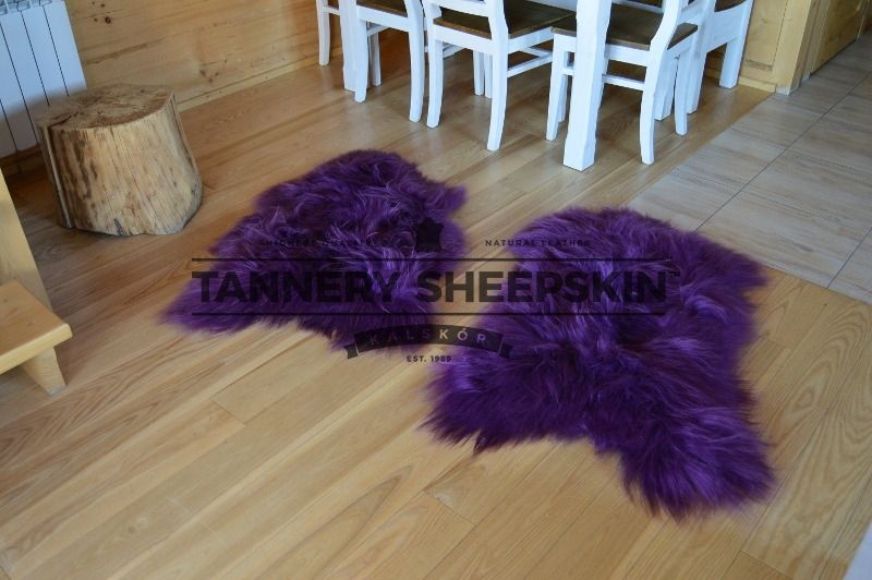 Skóra Owcza Island Fiolet Lawenda 90-110cm Dywanik Islandzka Wełna