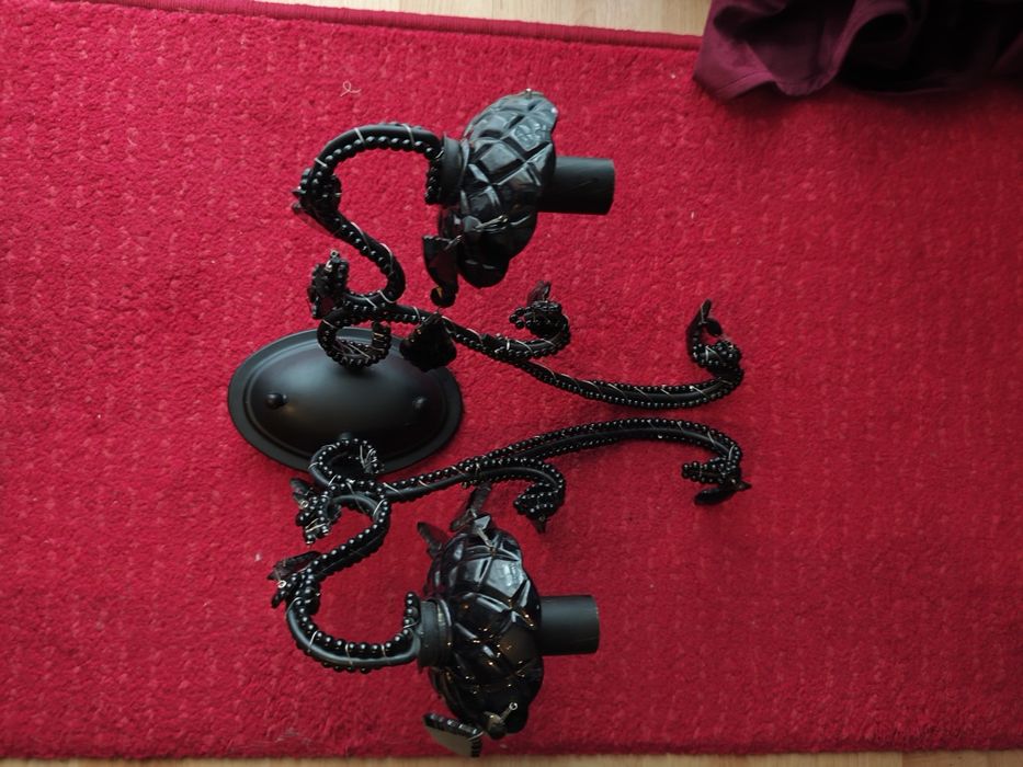 Lampa kinkiet czarny kryształowy