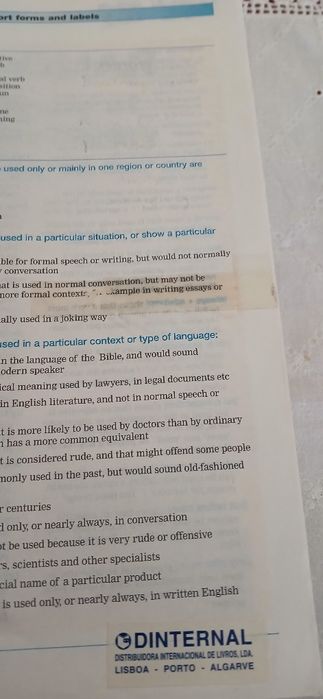 Dicionário de Inglês Longman, usado