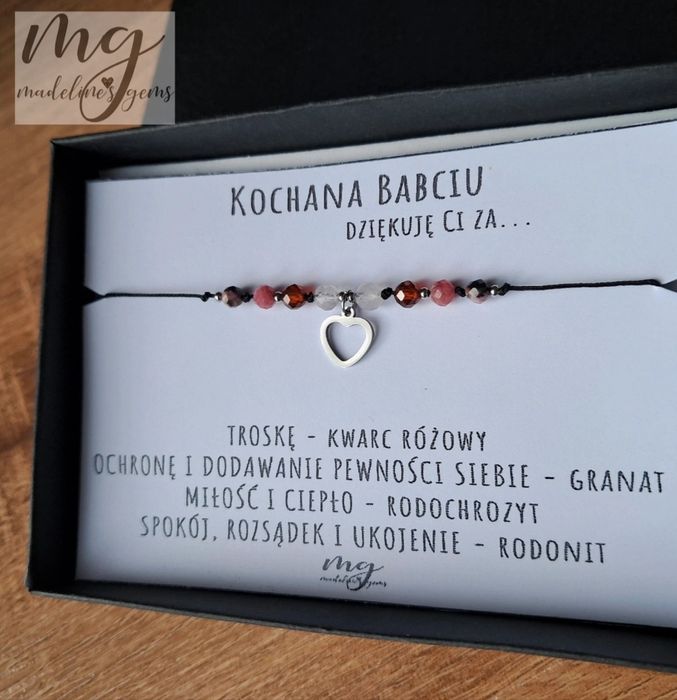 Bransoletka z kamieni naturalnych dla babci na dzień babci