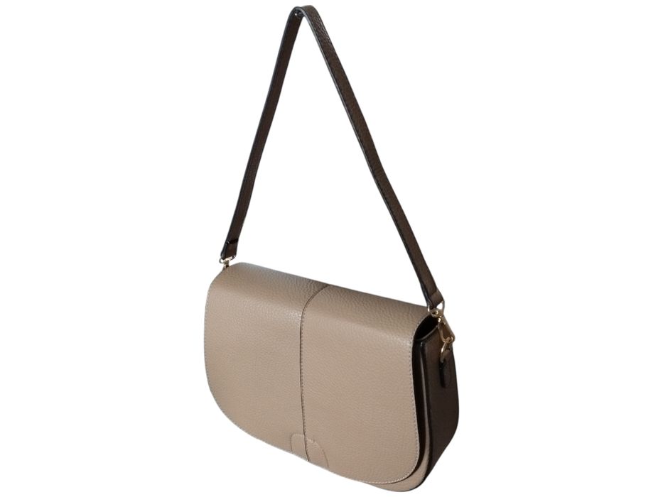 Listonoszka Na Ramię Torebka Damska Brązowa, Miejska A5 (2 Paski)