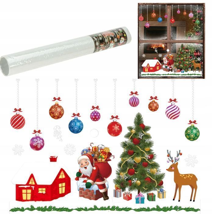 Naklejki świąteczne na szybę okno ozdoba dekoracja świąteczna mikołaj