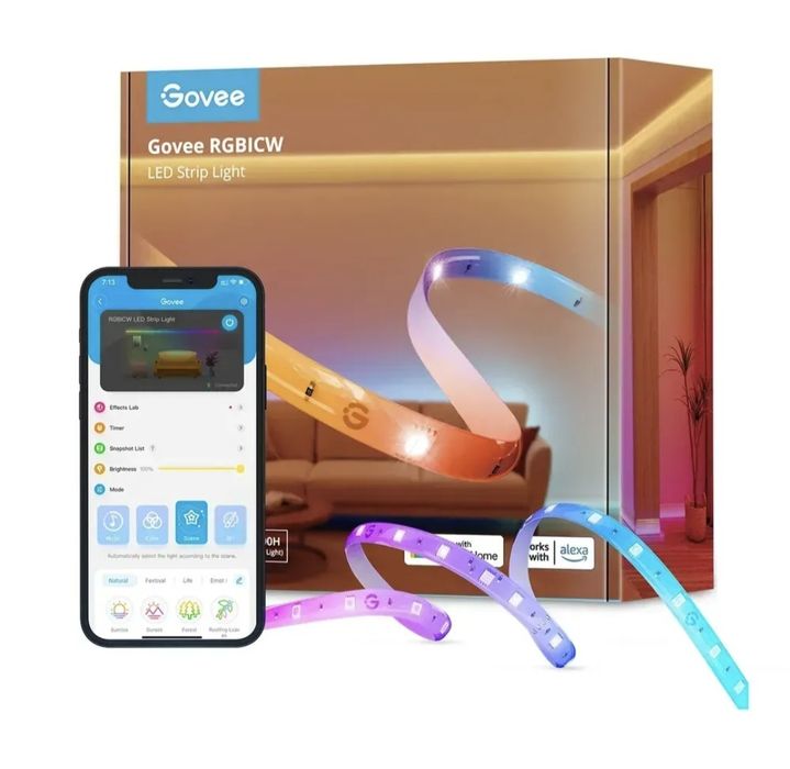 Розумна світлодіодна LED стрічка 20 (2x10) метрів Govee RGBICW LED Str
