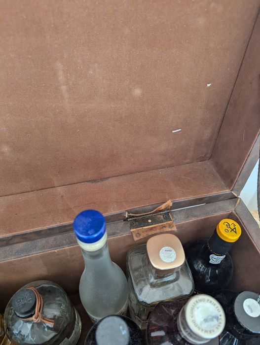 Caixa de bebidas de pele vintage