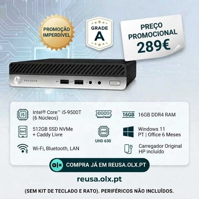 "Vendido!  Mini PC HP ProDesk 400 G5 | i5-9500T | 16GB DDR4 | NVMe 512GB | WiFi | W11