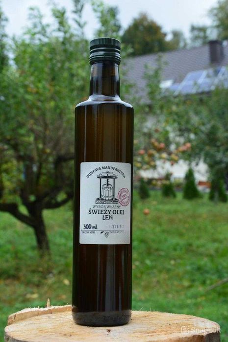 Olej lniany 500ml. Tłoczony na zamówienie.
