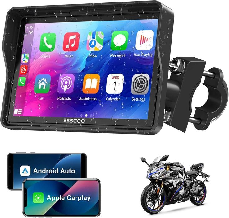 Android Auto/CarPlay para Moto, écran 5", marca ESSGOO, NOVO