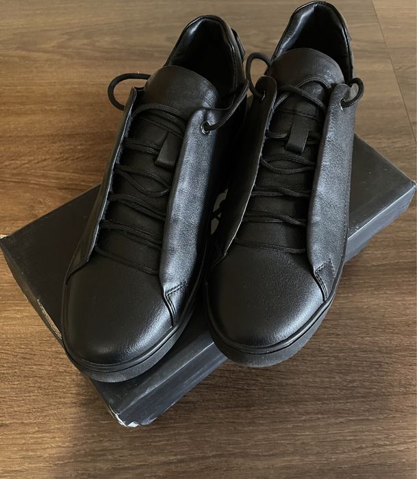 Чоловічі чорні шкіряні кеди Edge, преміум якість