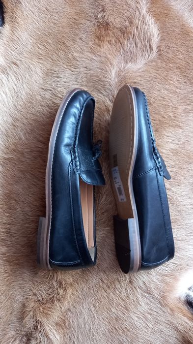 Czarne męskie nowe mokasyny skórzane Topman r. 41
