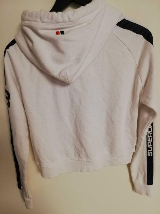 bluza Superdry S 36 biała z kapturem krótka bluza Superdry xs s