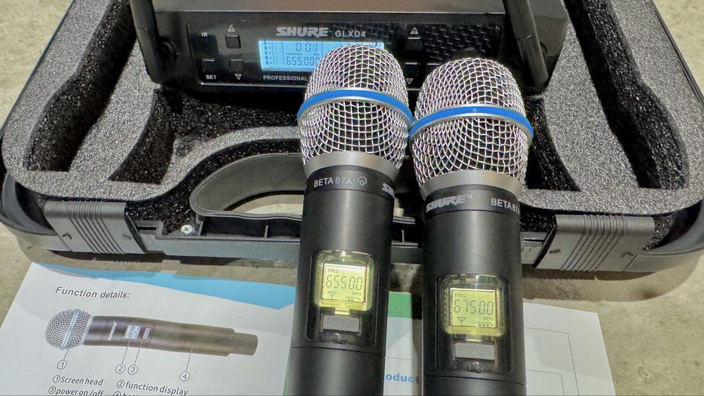 Shure GLXD, радіомікрофон з двома ручними мікрофонами Beta87