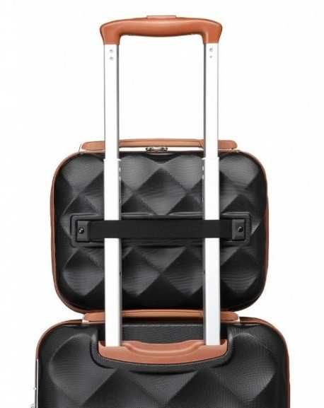 Kosmetyczka BRITISH TRAVELLER Kuferek Pasek Mocujący Czarny 31x25x17