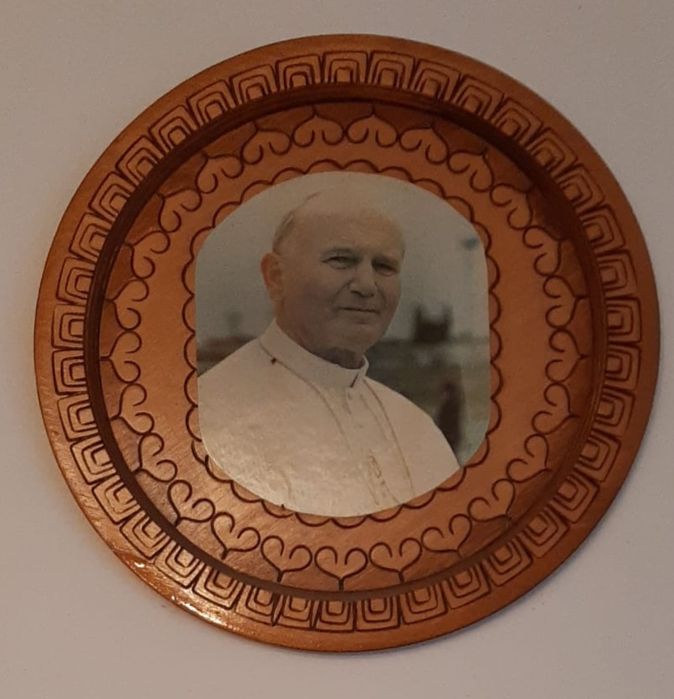 Obraz zdjęcie Jan Paweł 2 drewniany
