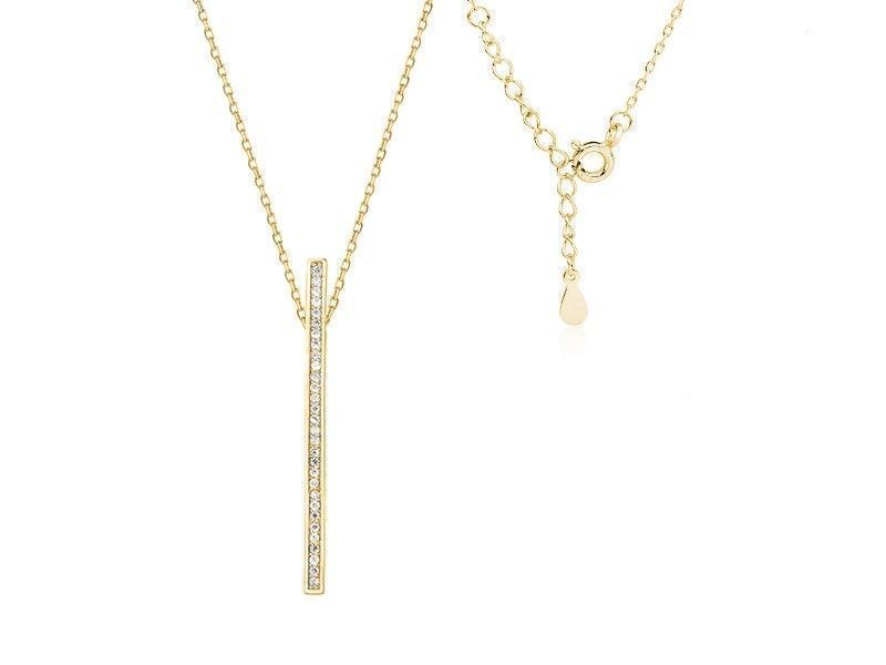 Pozłacany Naszyjnik Celebrytka Sztabka Cyrkonie Z1451N_G