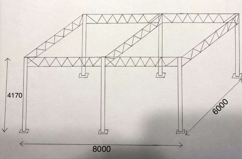 Konstrukcja stalowa 6x8 m Wiata, Hala, Garaż