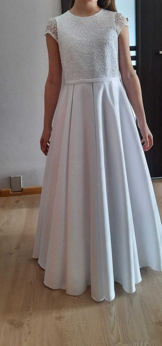 Sukienka komunijna + bolerko + torebka, wysoka dziewczynka 140/146 cm