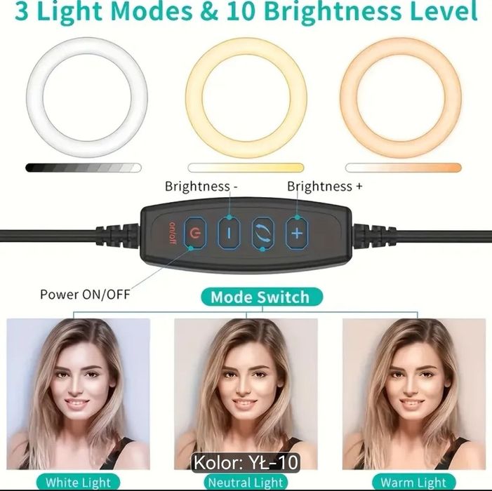 Zestaw Lampa Pierścieniowa LED 10