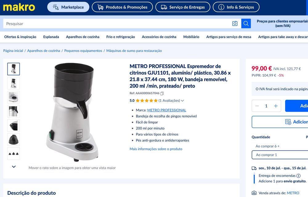 Espremedor de Citrinos Metro Professional