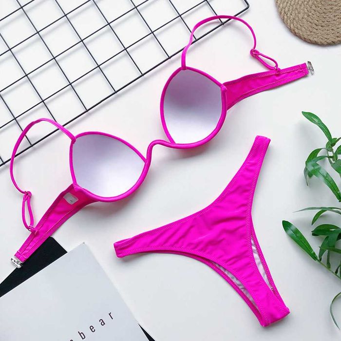 Damski Strój Bikini Stringi Kostium Kąpielowy Plażowy do Opalania S