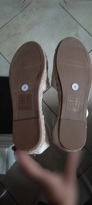 Espadryle sandały plecione beżowe buty na platformie