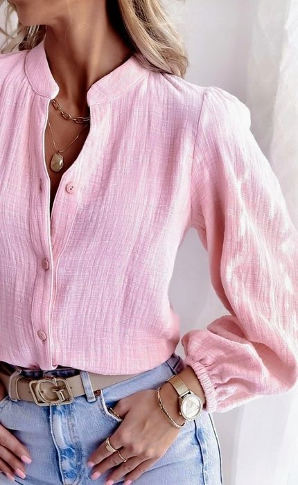 Muślinowa koszula pudrowy róż