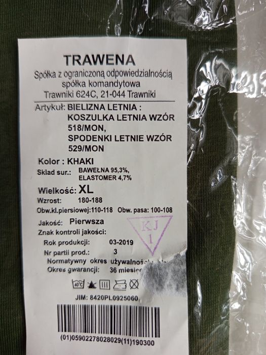 Wojskowa bielizna letnia:koszulka wzór 518/MON, spodenki krótkie wzór 529/MON