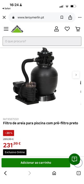 Filtro de Areia Piscina GRE com Bomba – A Funcionar