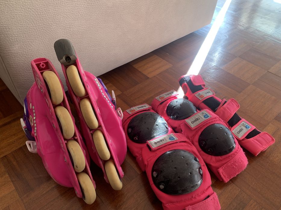 Patins Oxelo Play 3 e Kit de Proteções