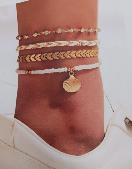 Conjunto de 4 lindas pulseiras de  tornozelo