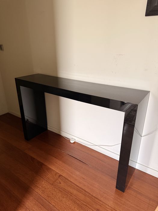 Consola c/ gaveta lacada preto alto brilho 140x35