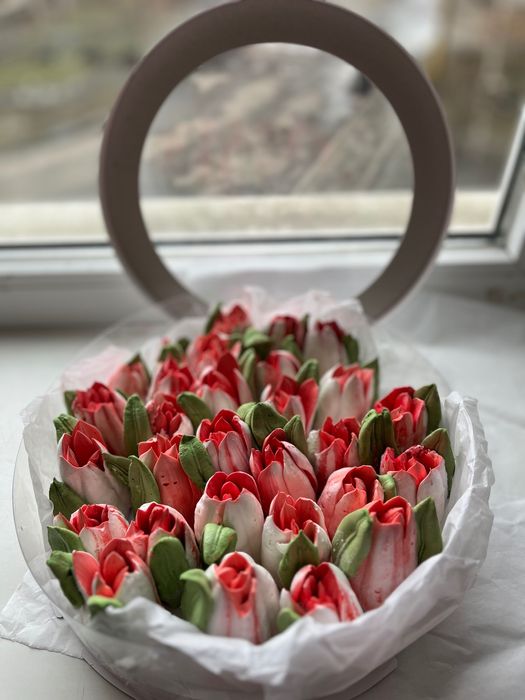 Подарок, зефирный букет, зефір, цветы, зефир