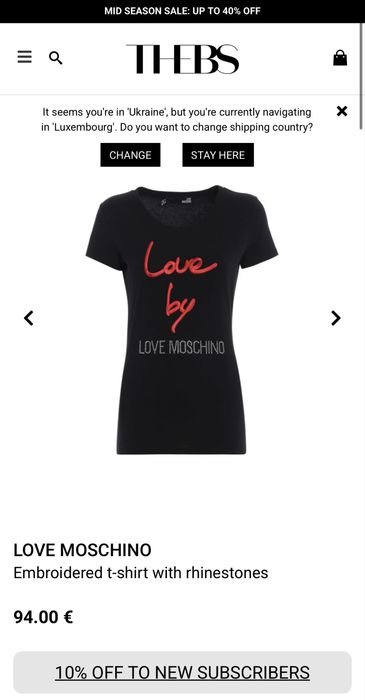 Женская черная футболка Love Moschino Xs/S