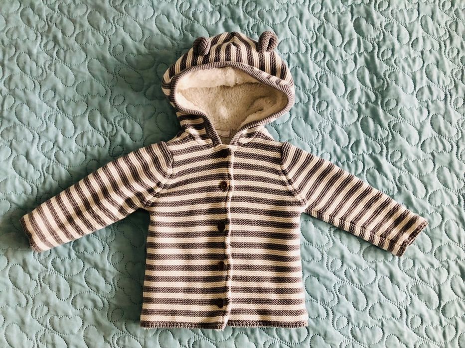 Sweter bluza kaptur uszy prążek paski