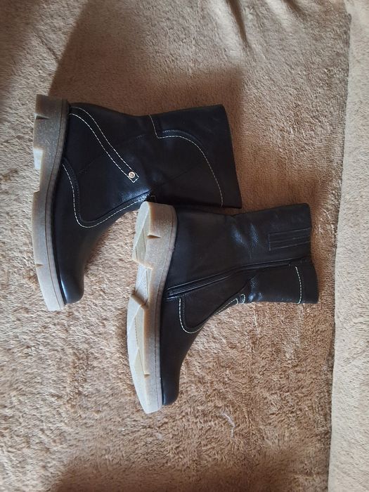 Зимние сапоги, Полусапожки. Кожа + цигейка (new)