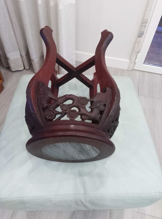 floreira antiga madeira  (tacula rosa) pedra mármore chinesa antiga