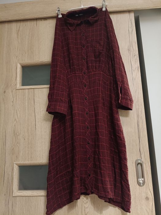 Zara sukienka burgundowa w kratę M