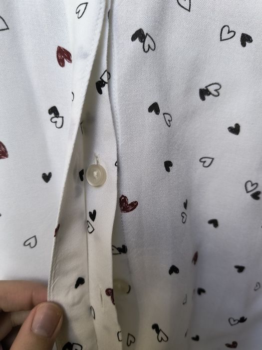 Damska biała koszula w serca serduszka na krótki rękaw C&A rozmiar 38